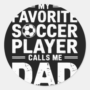 Pegatina Redonda Mi jugador de fútbol favorito me llama papá 
