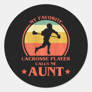 Pegatina Redonda Mi jugador de lacrosse favorito me llama tía L