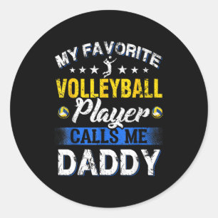Pegatina Redonda Mi jugador de voleibol favorito me llama papá