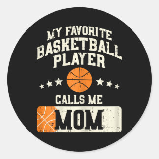 Pegatina Redonda Mi jugador favorito de baloncesto me llama madres