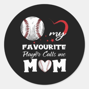 Pegatina Redonda Mi jugador favorito de béisbol me llama madre de m