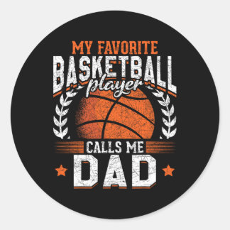 Pegatina Redonda Mi jugador favorito de Bysketbyll me llama a Dad B