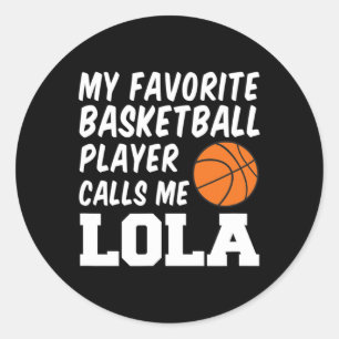 Pegatina Redonda Mi jugador favorito de Bysketbyll me llama Lola Fi