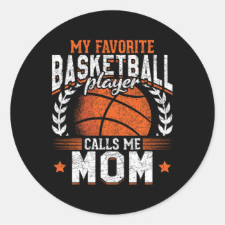 Pegatina Redonda Mi jugador favorito de Bysketbyll me llama Mom Bys