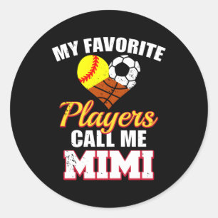 Pegatina Redonda Mi jugador favorito de fútbol de baloncesto de sof