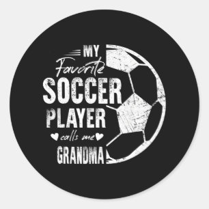 Pegatina Redonda Mi jugador favorito de fútbol me llama abuela