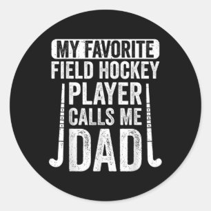 Pegatina Redonda Mi jugador favorito de hockey sobre hierba me llam
