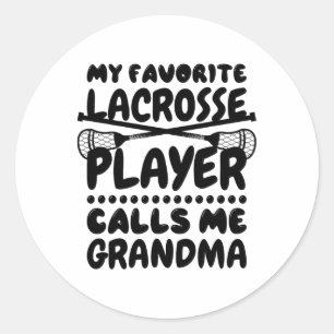Pegatina Redonda Mi jugador favorito de Lacrosse me llama abuela La