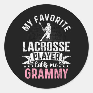 Pegatina Redonda Mi jugador favorito de Lacrosse me llama Grammy gr