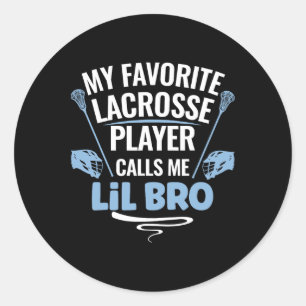 Pegatina Redonda Mi jugador favorito de Lacrosse me llama Lil Bro