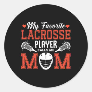 Pegatina Redonda Mi jugador favorito de Lacrosse me llama mamá