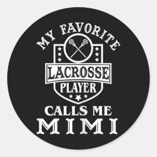 Pegatina Redonda Mi jugador favorito de Lacrosse me llama Mimi Outf