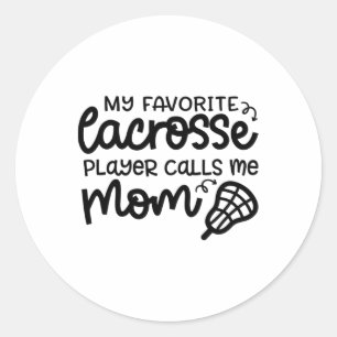Pegatina Redonda Mi jugador favorito de Lacrosse me llama Mom Cute