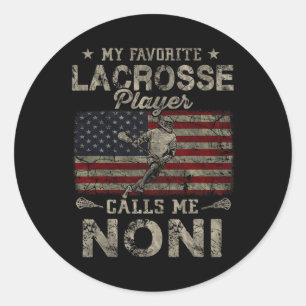 Pegatina Redonda Mi jugador favorito de Lacrosse me llama Noni