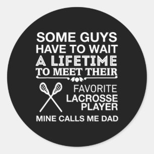 Pegatina Redonda Mi jugador favorito de Lacrosse me llama papá orgu