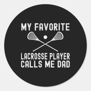 Pegatina Redonda Mi jugador favorito de Lacrosse me llama papá padr