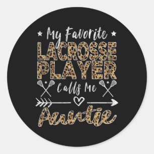 Pegatina Redonda Mi jugador favorito de Lacrosse me llama tía tía L