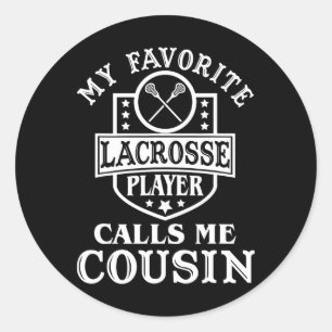 Pegatina Redonda Mi jugador favorito de Lacrosse me llama traje de