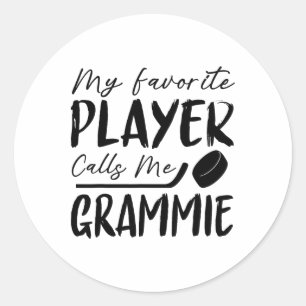 Pegatina Redonda Mi jugador favorito me llama Grammie jugadora de h