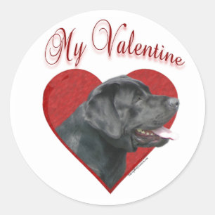 Pegatina Redonda Mi Labrador Recuperador Valentine