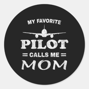 Pegatina Redonda Mi llamada favorita al piloto de Día de la Madre d