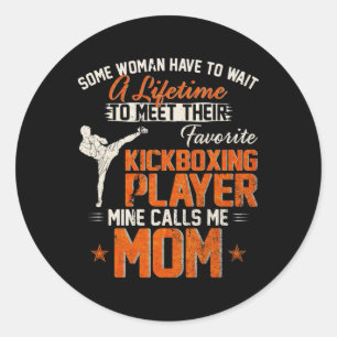 Pegatina Redonda Mi luchador de kickboxing de MMA favorito me llama