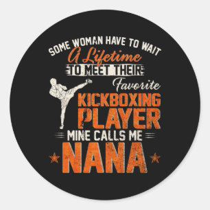 Pegatina Redonda Mi luchador de kickboxing de MMA favorito me llama