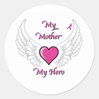 Pegatina Redonda Mi madre mis alas y corazón de héroe 2