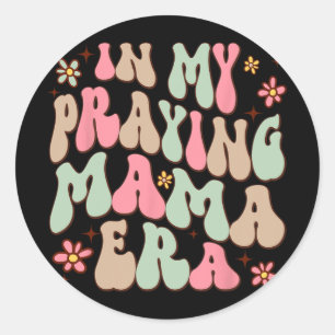 Pegatina Redonda Mi madre religiosa era madre religiosa madre crist