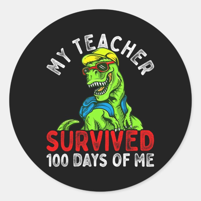 Pegatina Redonda Mi Maestra Sobrevivió A 100 Días De Mí 100 Días De (Anverso)