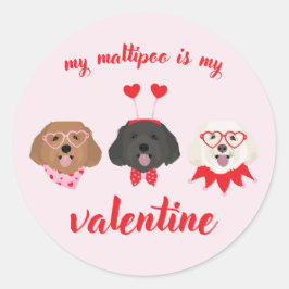 Pegatina Redonda Mi Maltipoo Es Mi Valentín