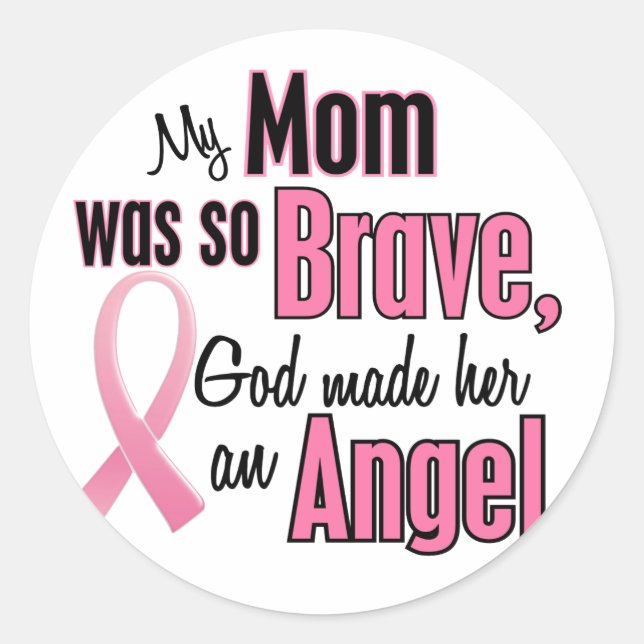 Pegatina Redonda Mi Mamá Es Un Cáncer De Mama Ángel (Anverso)