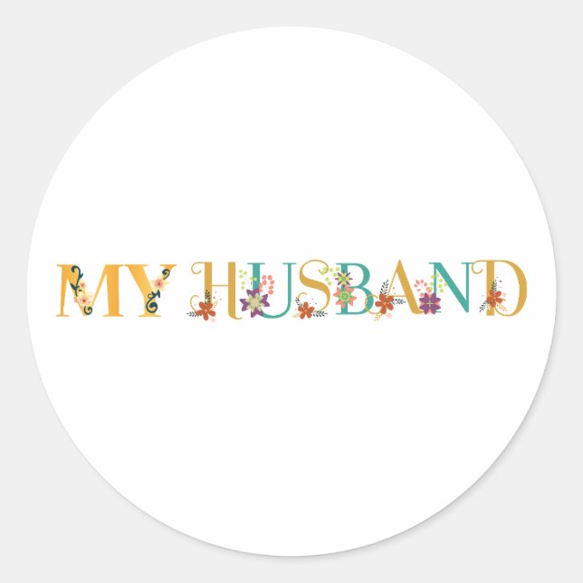 Pegatina Redonda Mi marido (Anverso)