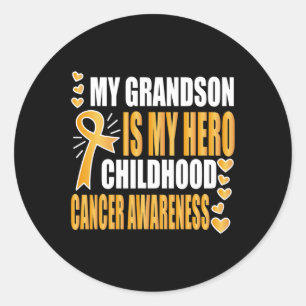Pegatina Redonda Mi nieto es mi héroe Conciencia sobre el cáncer in