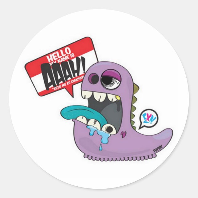 Pegatina Redonda ¡Mi nombre es Aaah! (Anverso)