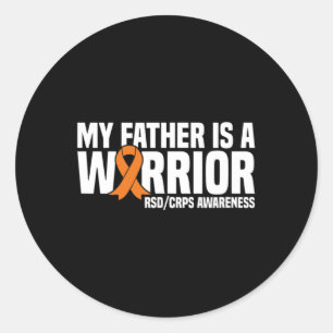 Pegatina Redonda Mi Padre Es Un Guerrero Naranja Ribbon Rsdcrps Con