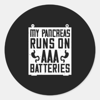 Pegatina Redonda Mi Páncreas Corre Sobre Las Baterías De Aaa