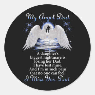 Pegatina Redonda Mi papá Angle Te Extraño Padre Día Memorial Padres