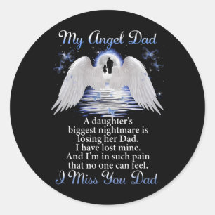 Pegatina Redonda Mi papá Angle Te Extraño Padre Día Memorial Padres