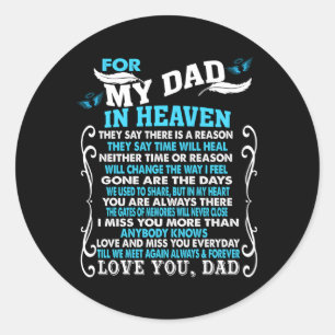 Pegatina Redonda Mi Papá En El Cielo Poema Para Hija Hijo Pérdida P