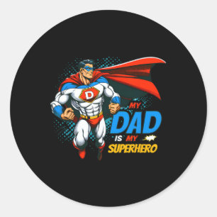 Pegatina Redonda Mi papá es mi superhéroe niños Guay Padre &#; s Dí