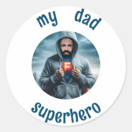 Pegatina Redonda Mi papá es superhéroe