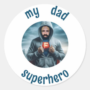 Pegatina Redonda Mi papá es superhéroe