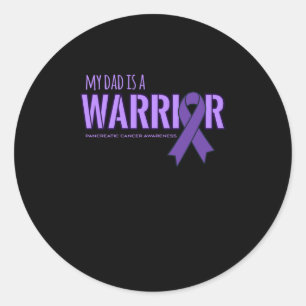 Pegatina Redonda Mi papá es un guerrero que toma conciencia del cán