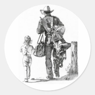 Pegatina Redonda Mi papá es un vaquero