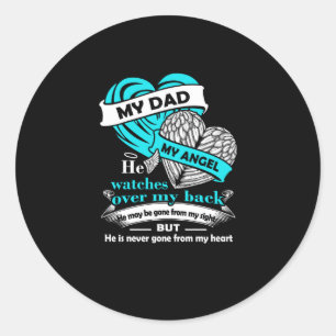 Pegatina Redonda Mi papá mi camiseta ángel - en la amorosa memori