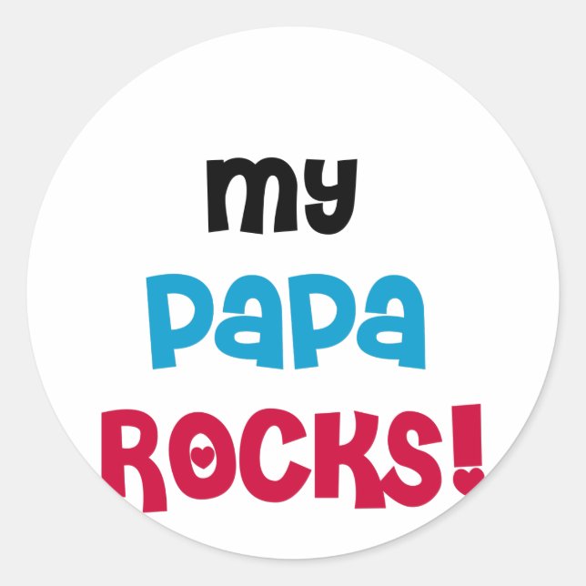 Pegatina Redonda Mi papá roza camisetas y regalos (Anverso)