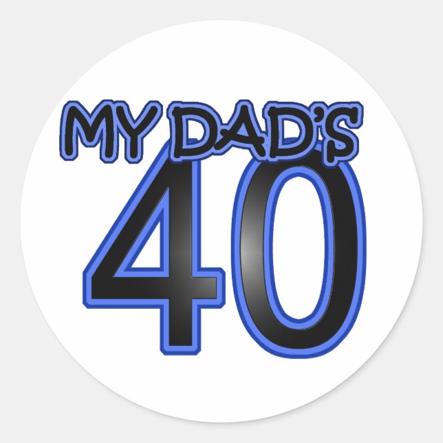 Pegatina Redonda Mi papá tiene 40 años (Anverso)