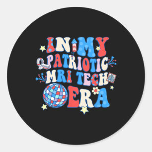 Pegatina Redonda Mi Patriótica Era Mri Tech Feliz 4 De Julio