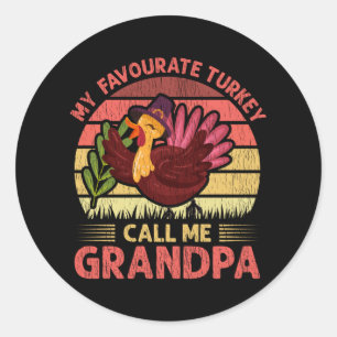 Pegatina Redonda Mi pavo favorito llámame abuelo Día de Acción de G